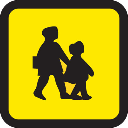 School bus (displayed in front and rear window of bus or coach)